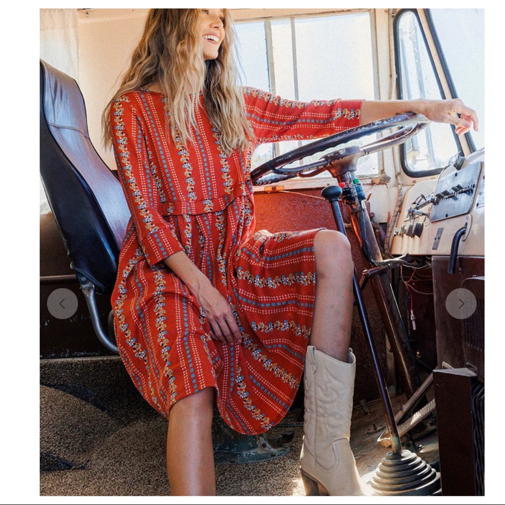 Boho Fabulous Gypsy Quarter Sleeve Floral Midi Dress